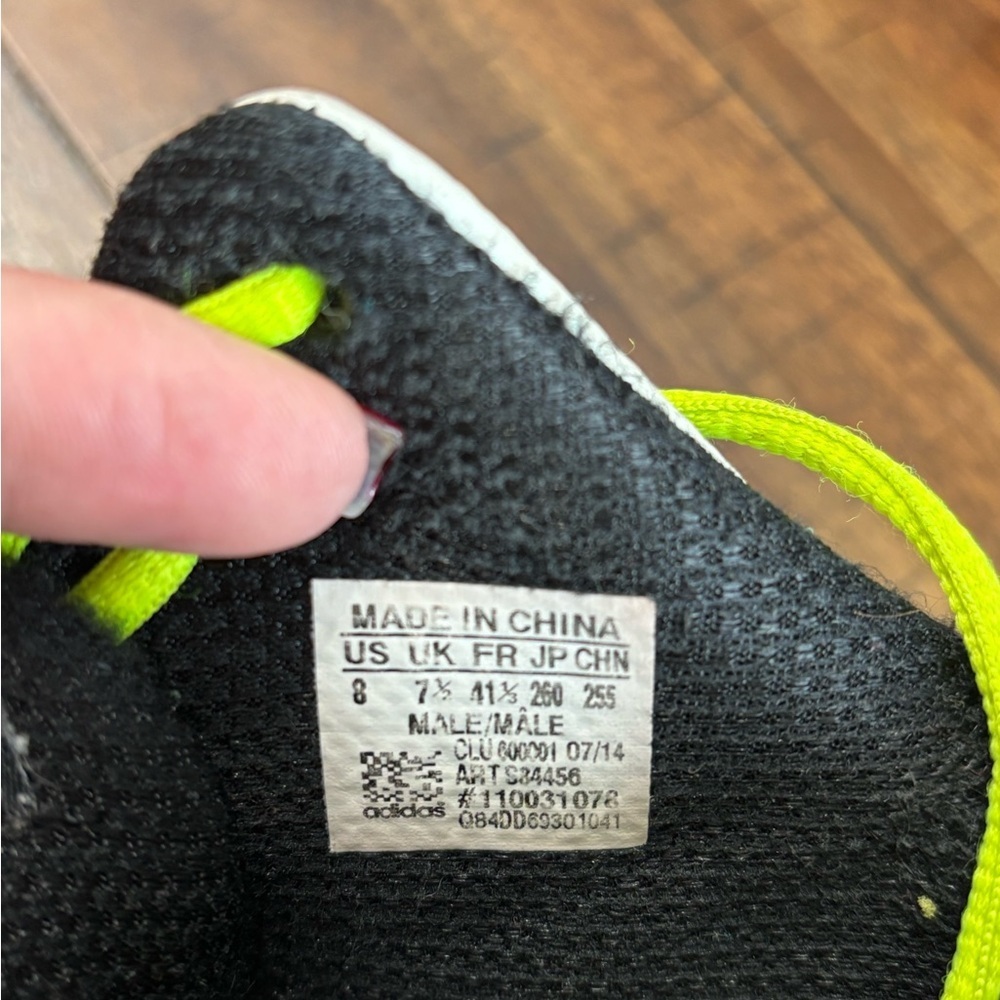 Adidas Black and White Sneakers with Neon Green Laces - Picture 5 of 5